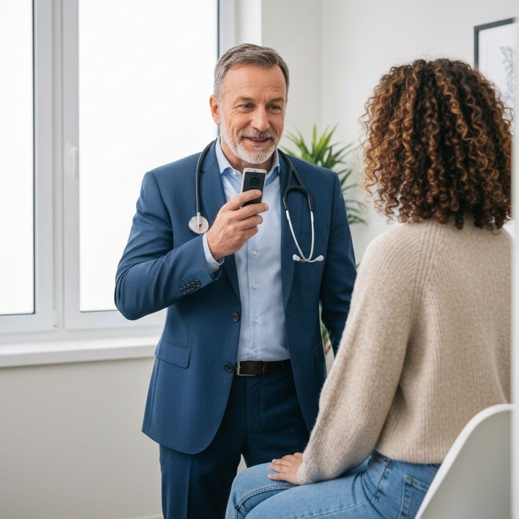 Lekarz używający ZaxMed podczas wywiadu z pacjentem